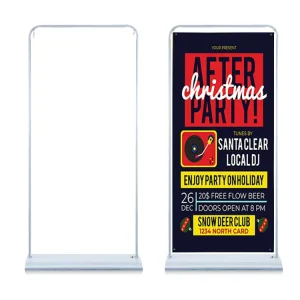 80x180cm Door Type Banner Stand Heavy Duty Iron Door Frame Display Stand Freestanding Poster Holder for Outdoor Advertising