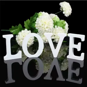 8CM White Wooden Alphabet Letters Free Standing DIY Craft for Wedding Home Decor Pine Wood Hand Painted Religious Style
