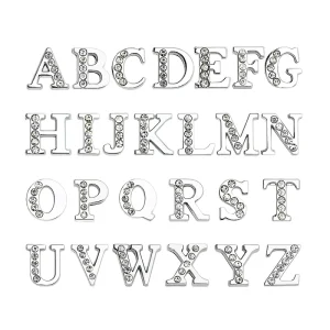 8mm Alphabet A Z Slide Puffy Letters Cute DIY Crystal Half Rhinestone Jewelry Making Charms Pendants Wristband Bracelet for Gift
