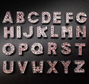 8mm Hole Half Side Slide Letters Alphabet Charms A-Z Fit 8mm Bracelet Collar Key Chain Belt Show DIY Jewelry For Women Kids Gift