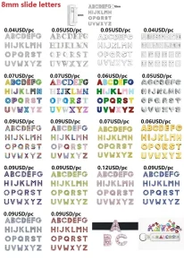 8mm Hole Slide Letters Slide Numbers Rhinestone Painting Alphabet Slide Charms fit 8mm Bracelets Keychains DIY Jewelry Gift
