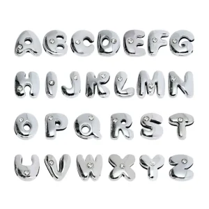 8mm Slide Charms Custom Jewelry Personalized Gold Designer Slide Bangle Slider Alphabet Letter Initial Charm Bracelet for Women