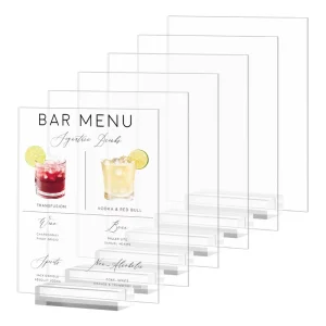 8×10 Inch Blank Acrylic Table Sign Clear Blank Acrylic Sheets with Stand DIY Clear Table Signs for Wedding Bar Sign