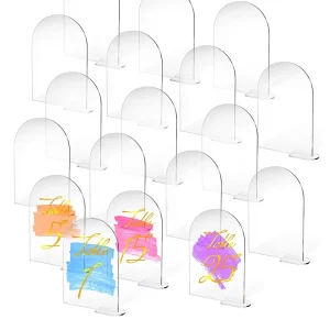 8×11 Inch Clear PVC Table Sign DIY Transparent Blank Acrylic Arch with Stand for Wedding or Bar Sign