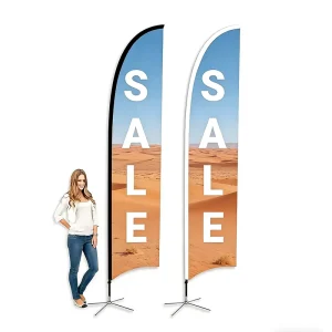 9′ Lightweight Shark Fin Flying Style Wind Flag Kit Fiberglass Flag Pole Spike Digital Printed Polyester Knitted Flag For