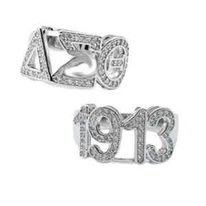 925 Silver Greek Letter DST Ring Rhinestone Finger Ring