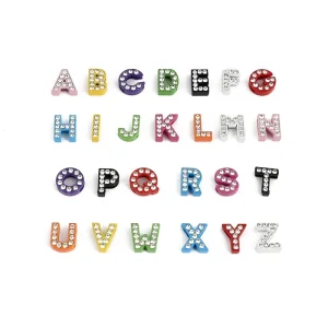 A Z 8mm Full Colors Rhinestone Letter Slide Charms Crystal Alphabet Alloy Letter Charm for Bracelets Necklace DIY Jewelry Making