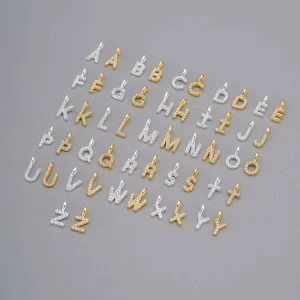 A Z Initial Name Letter Charms 925 Sterling Silver clear Cz Pave Personalized Alphabets Pendant for Jewelry Making