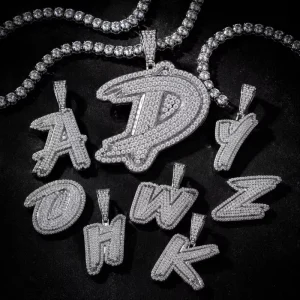 A Z Letter Moissanite Pendant 26 Letters GRA Certified Iced Out Mens Hip Hop Jewelry 925 Silver D Color VVS Letter Pendant