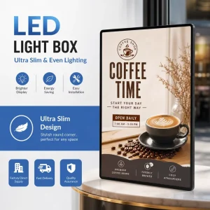A3 Thin Pull Change LED Menu Light Box Aluminum Alloy Frame Milk Tea Cafe Wall Advertising Board