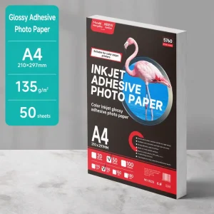 A4 135gsm 50 Sheets Per Pack Strong Self Adhesive High Glossy Photo Paper Stickers Color Inkjet Photo Paper