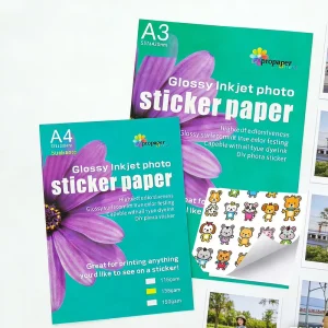 A4/A3 Glossy Inkjet Photo Sticker Paper 50 Sheets Self Adhesive for DIY Stickers Labels Decals