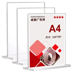 A4 Acrylic Desk Card Table Display Stand A6 Desk Sign Label for Price and Advertising A5 T Shape Display Stand