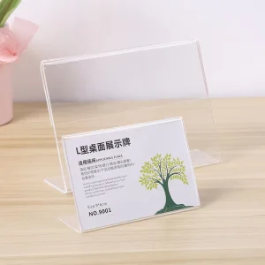 A4 Acrylic L-Shaped Table Top Display Stand for Menu Price Tag Table Sign Drop Resistant & Customizable Desktop Advertising