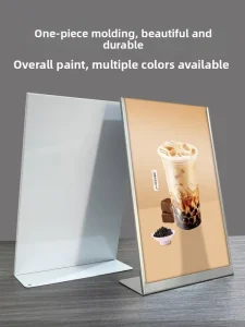 A4 Metal Table Card Display Stand Price Sign Double-layered Three-dimensional Style Hot-dip Galvanized for Caf Bar Ordering