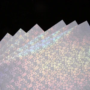 A4 Size Self-Adhesive Transparent Holographic Cold Lamination Film with Liner Holographic Stickers Smooth and Glossy