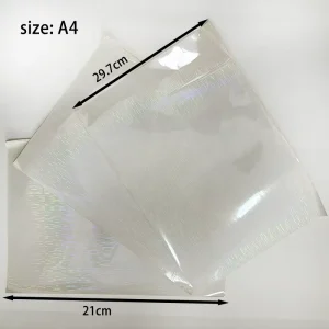 A4 Size Transparent PVC Self Adhesive Holographic Lamination Film Sheet Waterproof Meteor Clear Cold Lamination Sheet