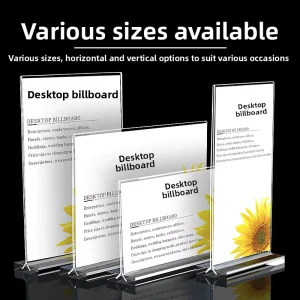 A4 Standing Menu Holder A5 Table Sign T Shaped Double Sided Display Stand Pull Out Desk Card Customizable Made in China