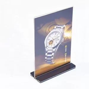 A4 T shape Vertical Horizontal Acrylic Table Sign Holder Display Stand With Black Base for Restaurant Advertising