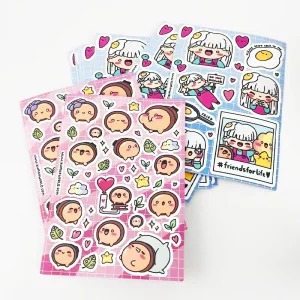 A6 A5 A4 A3 Size Customized Sticker Sheet Printing Adhesive Label UV Waterproof Cute Kiss Cut Vinyl Sticker Sheet