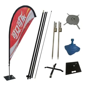 AOZHAN Promotional Feather Flag Pole Teardrop Banners Beach Flag Pole Feather Flag Poles Kit and Ground Spike Base Stand