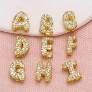 ASJEWELRY Tiny Crystal Bubble Letter Charms for Name Jewelry Making Gold Plated Cube Initial Charms 2411 Chma283