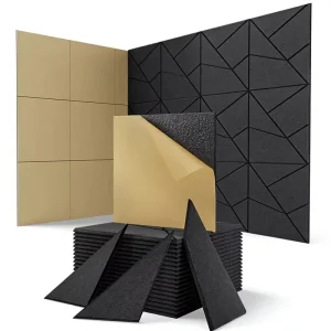 Acoustic Wall Panels 18 Pack Polyester Decorative Sound Absorbing Self Adhesive Tiles For Walls Doors Ceilings Office Recording