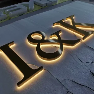 Acrylic Advertising Sign Stainless Steel Signage Baking Paint Side Illumination LED Letters Signage for Show Store