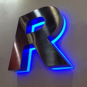 Acrylic Backlit Box Frame Logo Light Letters Strips 3D Blue Outdoor LED Sign for Company and Hospital Decorations