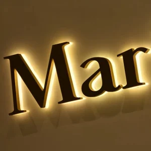 Acrylic Backlit Metal Door Sign StereoLED Letter Light Box with Resin Characters for Advertising