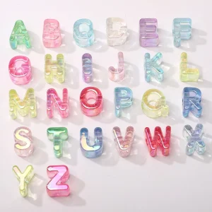 Acrylic Clear Letters Straight Hole Loose Beads Alphabet Chunky UV Jumbo Letter Handmade Halloween Wedding Gifts Large Hole