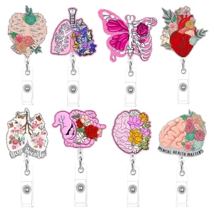 Acrylic Creative Organ Healthcare Elastic Chest Badge with Snap on Identification Tag