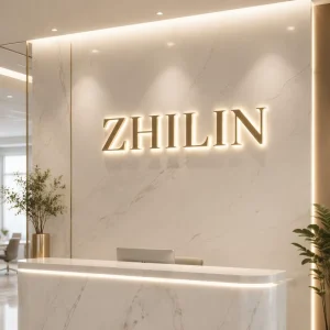 Acrylic Flat Illuminated Letters Stainless Steel Edging Facade Plaque LED Decorative Lights Advertising Sign