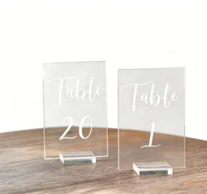 Acrylic Freestanding Table Number Stands Clear Signs for Weddings Events and Table Decor