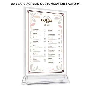 Acrylic Menu Display Stand Tabletop Sign Holder Restaurant Cafe Hotel Counter Polished Assembly OEM