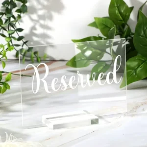 Acrylic Reserved Table Sign with Stand Clear Wedding Reservation Marker for Banquet Restaurant Birthday Party Event Decor