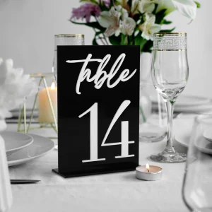 Acrylic Sheet Table Numbers Wedding Table Display Stand Signs Party Restaurant Decor White and Black Wedding Holders