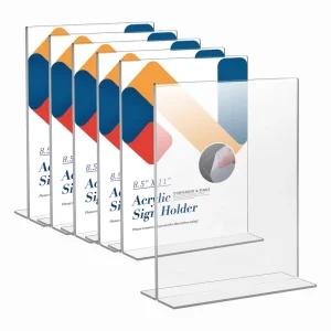 Acrylic Sign Holder 8.5 X 11 T Shape Double Sided Acrylic Table Stand with Wide Base Plastic Tabletop Holder