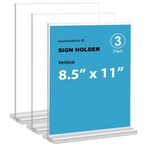 Acrylic Sign Holder Portable Modern Design Polished Pre Assembled Vertical Tabletop Display Stand for Office Retail Advertising