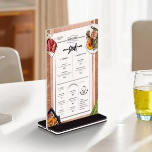 Acrylic Sign Holder Table Sign Menu Display Stand Double Sided Flyer Holder for Office Hotel Front Desk Restaurant Tabletop