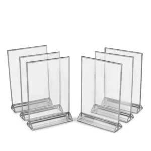 Acrylic Square Sign Holder 4×6 A5 A4 Clear Acrylic Desktop Flyer Holder Wedding Number Card Sign Holder