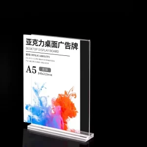 Acrylic T Shape Double Sided Table Top Display Stand Sign Holder