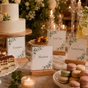 Acrylic Table Number Sign with Wooden Base Wedding Table Numbers Display Stand for Reception Party Event