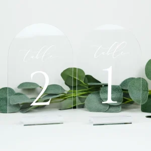 Acrylic Table Numbers With Acrylic Stands Clear Acrylic Arch Tabletop Sign With Holder for Reception Wedding and Party