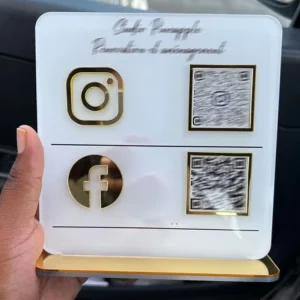 Acrylic Table Sign Custom Social Media Face Book Ins Logo Plaque Stand Scanning QR Code Card Holder Display Business Sign Stand