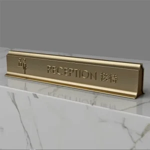 Acrylic Table Sign Customize Accept Silk or UV Printing Reception Desk Company Front Table Sign