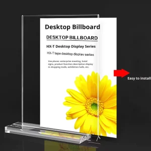 Acrylic Table Sign Stand A5 T Type Double Sided Transparent Display Stand Advertising Octagonal Pull Out Table Card