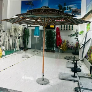 Ad Advertisement Garden Umbrella Luxury Beach Sunshade Furniture Canopy Patio Parasol Umbrella with Light 2.7m Round