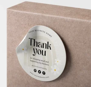 Adhesive Custom Label Printing With Your Own Logo Design Promotional Decals Circle Thank You Stickers for Small Business