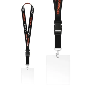 Adjustable Black Recycled Polyester Lanyard Custom Logo ID Badges Schools Offices Events Brand Promotion Bamboo PET Nylon